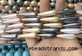 CSB2150 15.5 inches 8*30mm teardrop mixed shell pearl beads