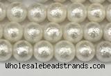 CSB2200 15.5 inches 4mm round wrinkled shell pearl beads wholesale