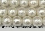 CSB2201 15.5 inches 6mm round wrinkled shell pearl beads wholesale