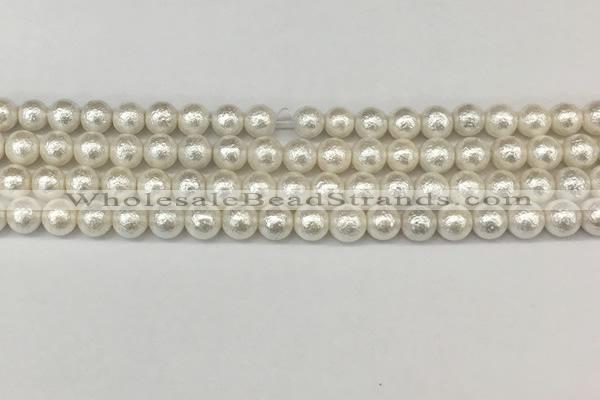 CSB2201 15.5 inches 6mm round wrinkled shell pearl beads wholesale