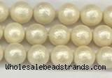 CSB2210 15.5 inches 4mm round wrinkled shell pearl beads wholesale