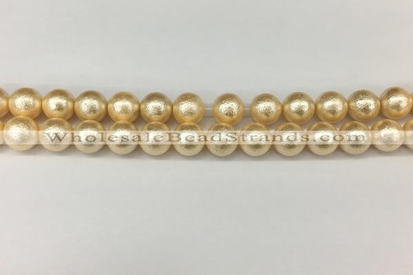 CSB2223 15.5 inches 10mm round wrinkled shell pearl beads wholesale