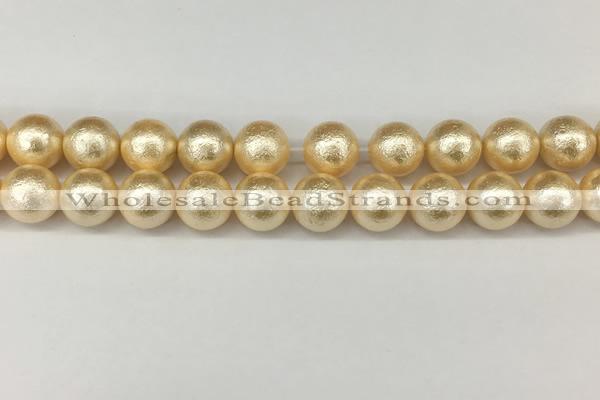 CSB2225 15.5 inches 14mm round wrinkled shell pearl beads wholesale