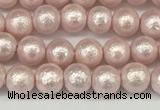 CSB2230 15.5 inches 4mm round wrinkled shell pearl beads wholesale