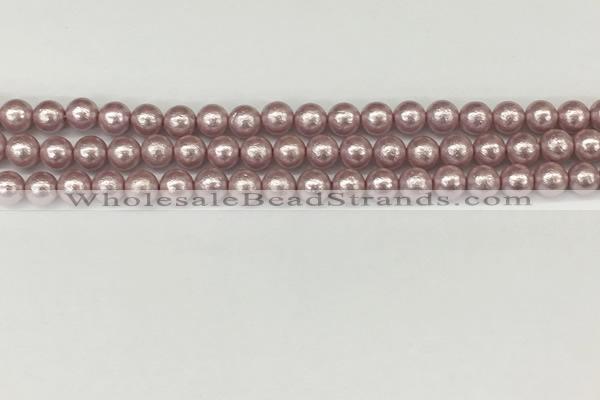 CSB2240 15.5 inches 4mm round wrinkled shell pearl beads wholesale