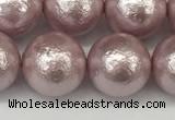 CSB2245 15.5 inches 14mm round wrinkled shell pearl beads wholesale