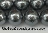 CSB2293 15.5 inches 10mm round wrinkled shell pearl beads wholesale