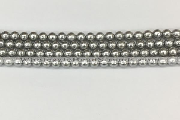 CSB2300 15.5 inches 4mm round wrinkled shell pearl beads wholesale