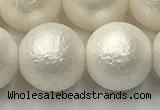 CSB2366 15.5 inches 16mm round matte wrinkled shell pearl beads