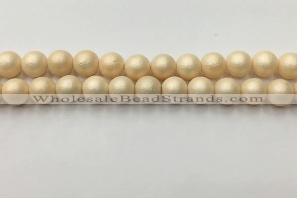 CSB2394 15.5 inches 12mm round matte wrinkled shell pearl beads