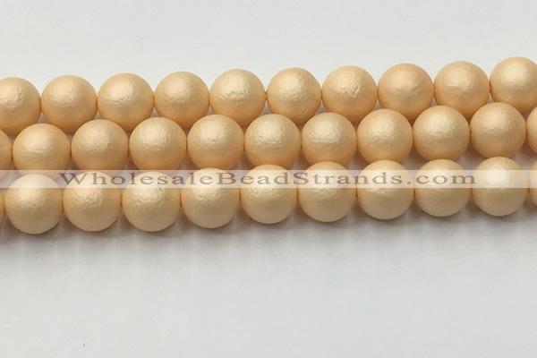 CSB2405 15.5 inches 14mm round matte wrinkled shell pearl beads