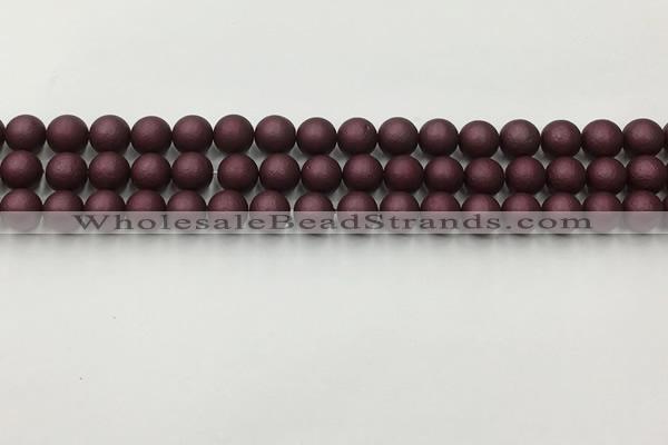 CSB2450 15.5 inches 4mm round matte wrinkled shell pearl beads