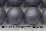 CSB2485 15.5 inches 14mm round matte wrinkled shell pearl beads