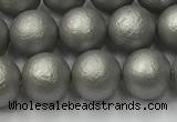 CSB2492 15.5 inches 8mm round matte wrinkled shell pearl beads