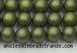 CSB2520 15.5 inches 4mm round matte wrinkled shell pearl beads