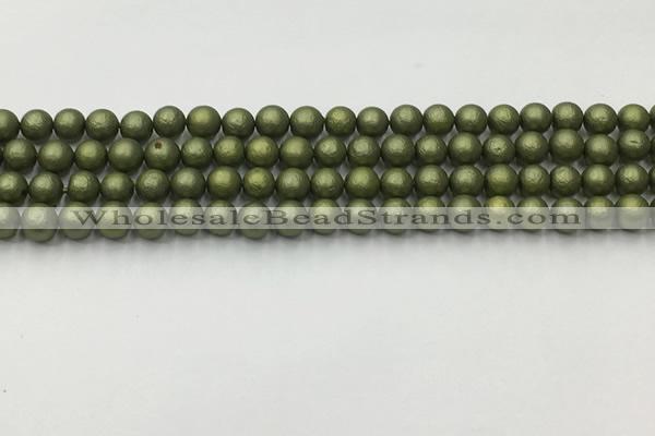 CSB2520 15.5 inches 4mm round matte wrinkled shell pearl beads