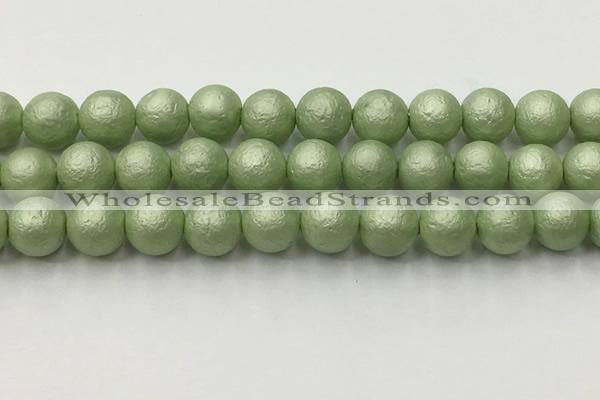 CSB2535 15.5 inches 14mm round matte wrinkled shell pearl beads