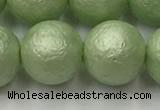 CSB2536 15.5 inches 16mm round matte wrinkled shell pearl beads