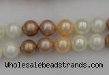 CSB308 15.5 inches 8mm round mixed color shell pearl beads