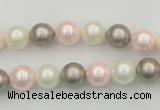 CSB313 15.5 inches 8mm round mixed color shell pearl beads