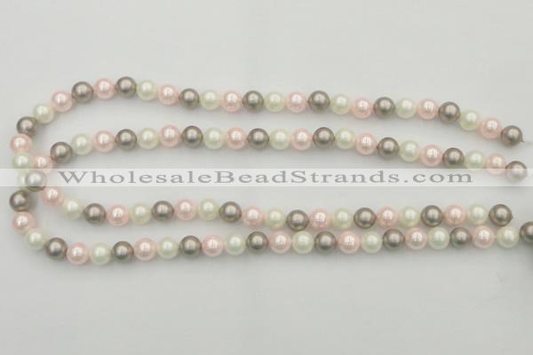 CSB313 15.5 inches 8mm round mixed color shell pearl beads