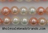 CSB321 15.5 inches 10mm round mixed color shell pearl beads