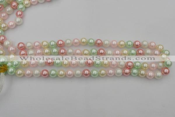 CSB322 15.5 inches 10mm round mixed color shell pearl beads