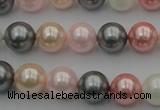 CSB326 15.5 inches 10mm round mixed color shell pearl beads