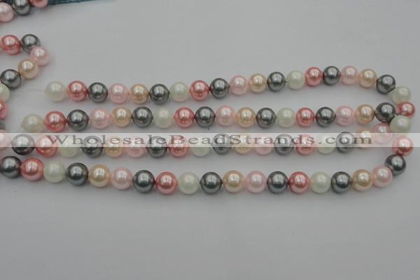 CSB326 15.5 inches 10mm round mixed color shell pearl beads