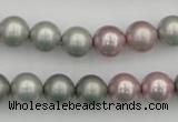 CSB341 15.5 inches 10mm round mixed color shell pearl beads