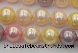 CSB354 15.5 inches 12mm round mixed color shell pearl beads