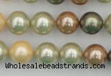 CSB359 15.5 inches 12mm round mixed color shell pearl beads