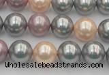 CSB365 15.5 inches 12mm round mixed color shell pearl beads