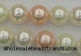 CSB370 15.5 inches 14mm round mixed color shell pearl beads