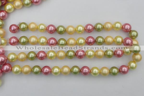 CSB378 15.5 inches 14mm round mixed color shell pearl beads