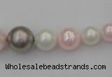 CSB406 15.5 inches 8mm - 16mm round mixed color shell pearl beads