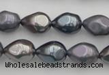 CSB418 12*15.5mm faceted teardrop mixed color shell pearl beads