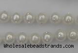 CSB425 15.5 inches 8mm round shell pearl with rhinestone beads