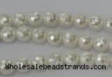 CSB450 15.5 inches 6mm faceted round shell pearl beads