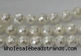 CSB451 15.5 inches 8mm faceted round shell pearl beads