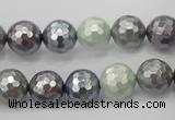 CSB461 15.5 inches 10mm faceted round mixed color shell pearl beads