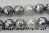 CSB462 15.5 inches 12mm faceted round mixed color shell pearl beads