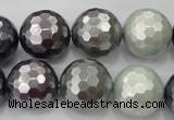 CSB464 15.5 inches 16mm faceted round mixed color shell pearl beads