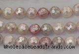 CSB490 15.5 inches 8mm faceted round mixed color shell pearl beads