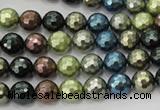 CSB530 15.5 inches 8mm faceted round mixed color shell pearl beads