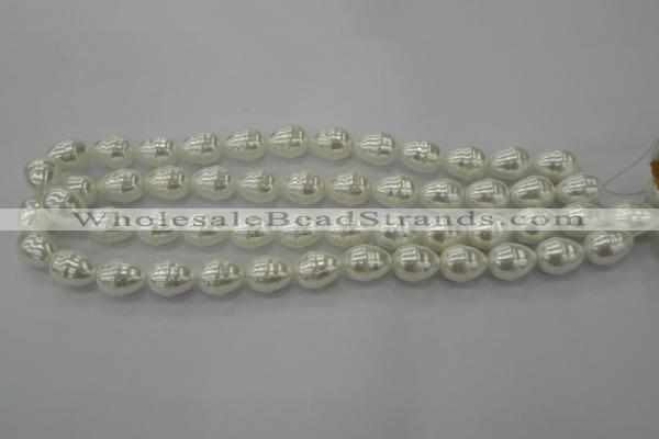 CSB557 15.5 inches 12*15mm whorl teardrop shell pearl beads