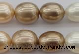 CSB678 15.5 inches 16*19mm oval mixed color shell pearl beads