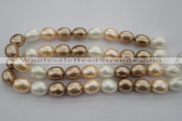 CSB678 15.5 inches 16*19mm oval mixed color shell pearl beads