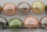 CSB679 15.5 inches 16*19mm oval mixed color shell pearl beads