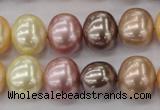 CSB699 15.5 inches 13*15mm oval mixed color shell pearl beads